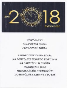 Przywitanie Nowego Roku 2018 - Cisna