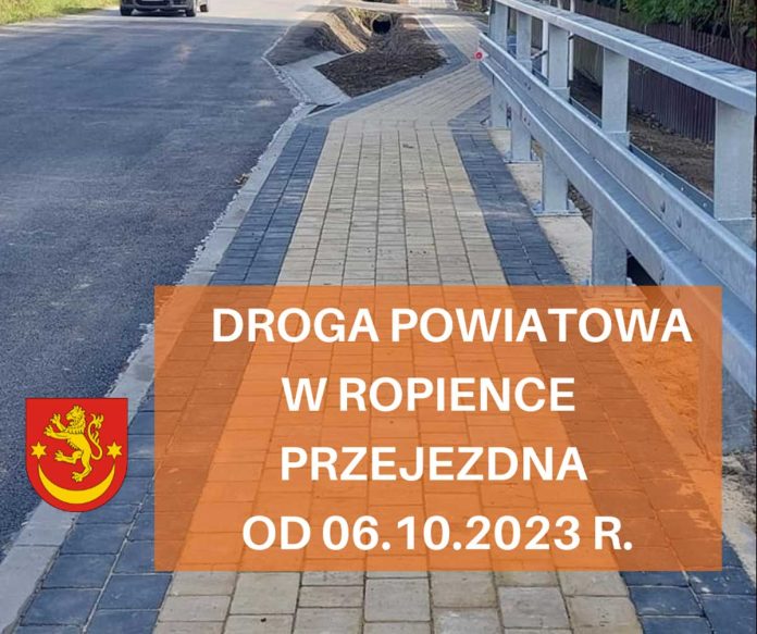 Droga powiatowa w Ropience przejezdna od dnia 06.10.2023 r.